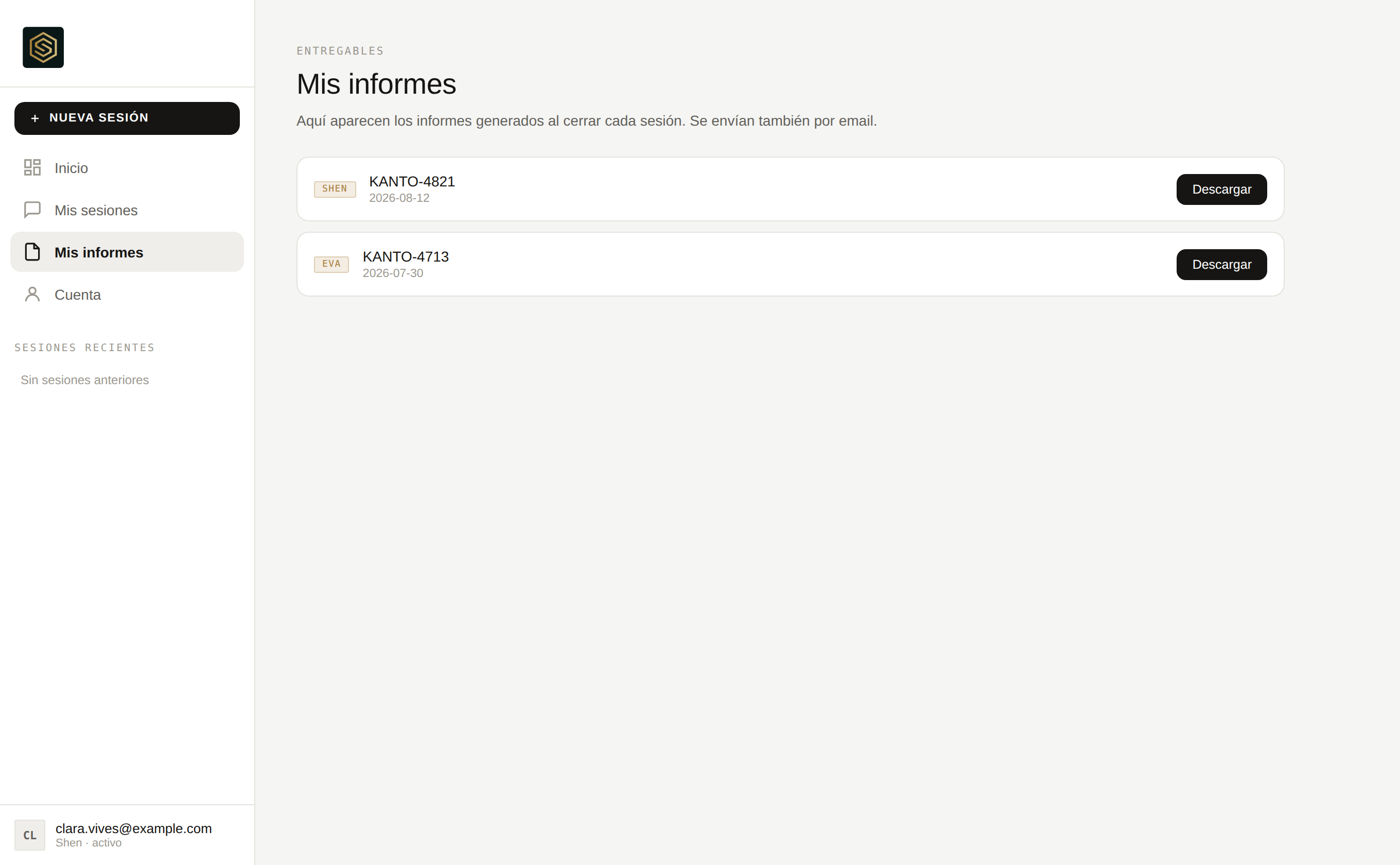 Mis informes: descarga del entregable en PDF